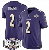 Men's Baltimore Ravens #2 Nate Wiggins Purple F.U.S.E 2024 AFC North Division Champions Vapor Limited Jersey,baseball caps,new era cap wholesale,wholesale hats